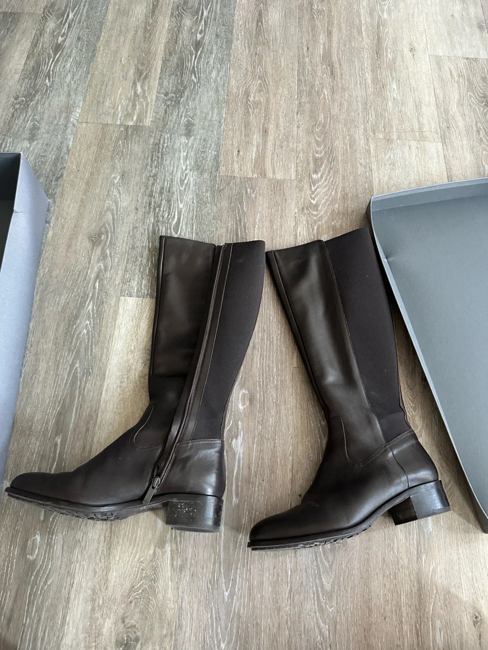 Brown Leather Knee-High Riding Boots